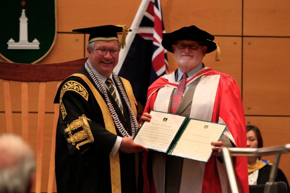 Ross Gittins receives a Doctor of Letters from Macquarie University. September 28, 2011.