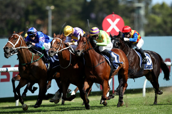 Bonny Ezra (blue silks)  looks perfectly placed in race 9. 