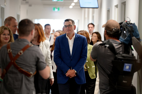 Premier Daniel Andrews tours the new Monash Heart Hospital on Sunday. 