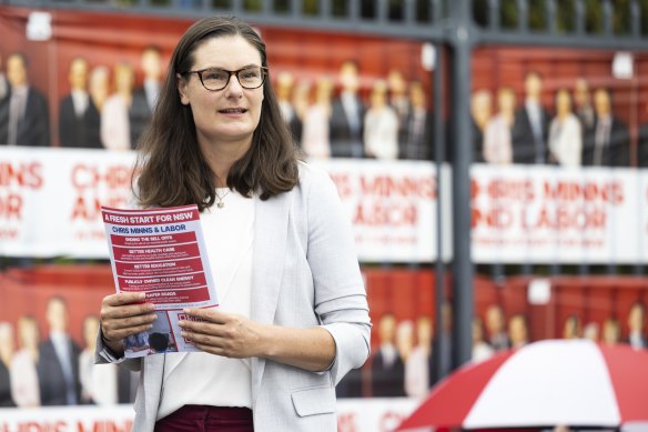 Labor candidate for Kiama, Katelin McInerney, in front of the polling place at Mount Terry Public School.