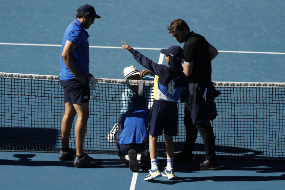 The cleanup after Daniil Medvedev’s antics.
