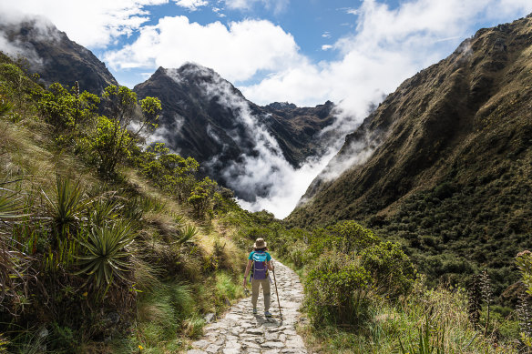 Trekking the Inca Trail to the ancient city of Machu Picchu.
