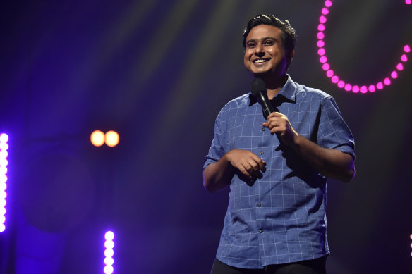 Anirban Dasgupta performs during his gala set at the Melbourne Comedy Festival.