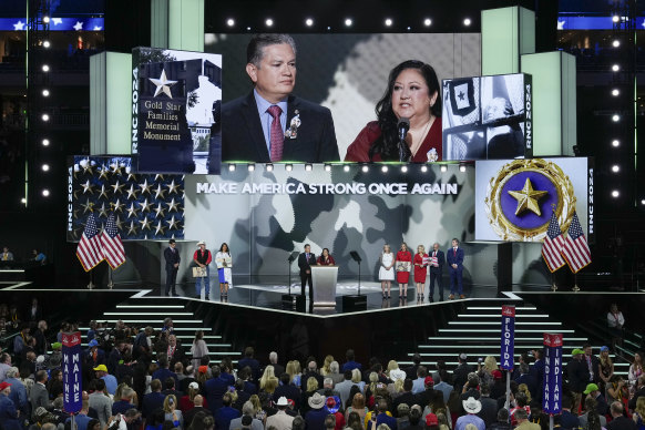 Herman Lopez and Alicia Lopez made an emotional appearance at the convention with other Gold Star family members.