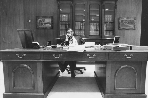 The premier in his office, September 1988. 