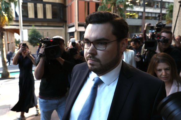 Bruce Lehrmann arrives at the Law Courts building in Sydney for the judgement in his defamation case against Network Ten and Lisa Wilkinson in Sydney.