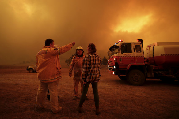 RFS firefighters getting ready to defend properties in Bumbalong, NSW in February.