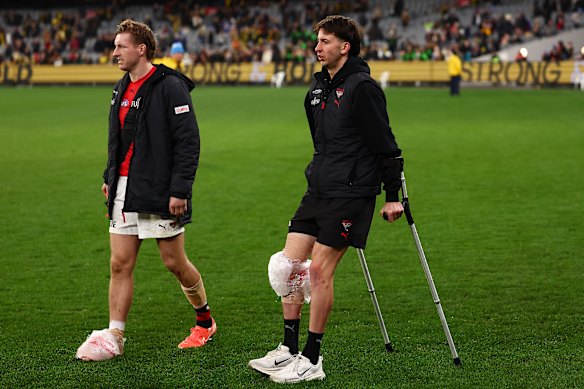 The walking wounded of Tullamarine: Will Setterfield and Nic Martin.
