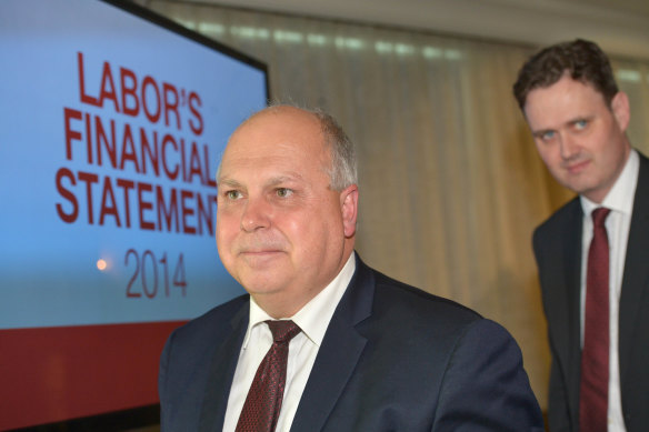 Robin Scott, right, with Tim Pallas in 2014