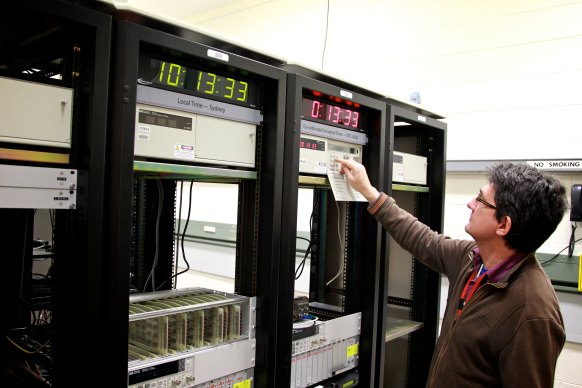 Michael Wouters with Australia’s atomic clock.