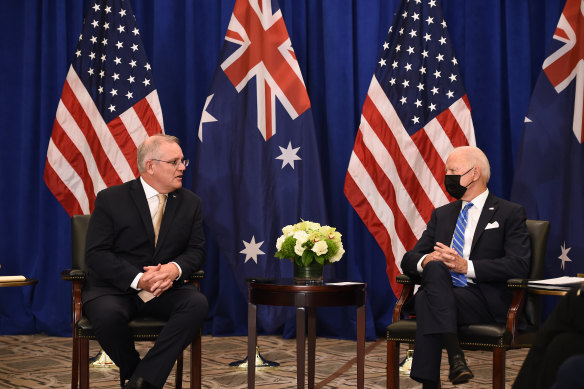 Prime Minister Scott Morrison and US President Joe Biden held their first one-on-one meeting in New York.