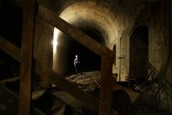 The ghost tunnels at Central Station before they were used as a space for equipment for the new metro line.