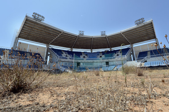 The softball stadium for the Athens Olympics has largely been abandoned since 2004.