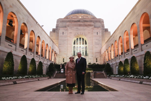 Jenny Morrison and Prime Minister Scott Morrison of the Anzac Day 2020.