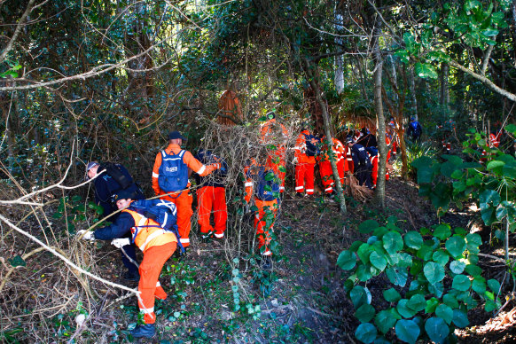SES and police search for Theo Hayez at The Pass in Byron Bay in June 2019.