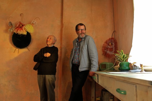 Playwright Ray Lawler and director Neil Armfield on the set of the 2011 Belvoir St Theatre production of Summer of the Seventeenth Doll.