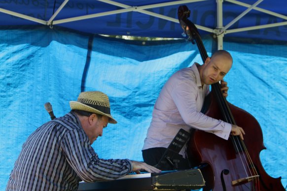 Kevin Hunt on keyboard and Carl Dunnicliffe on bass of the Kevin Hunt Trio in 2012.