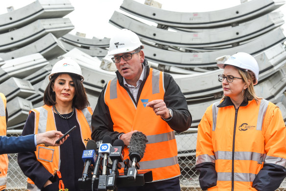 Marlene Kairouz, left, during better days with Victorian Premier Daniel Andrews.