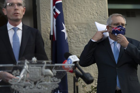 Prime Minister Scott Morrison and then-NSW Treasurer Dominic Perrottet.