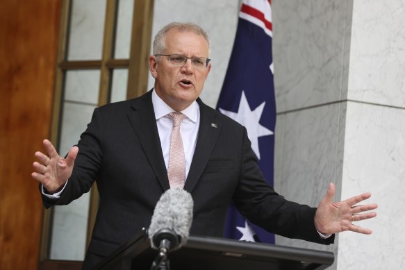 Scott Morrison addresses the media at Parliament House on Thursday.