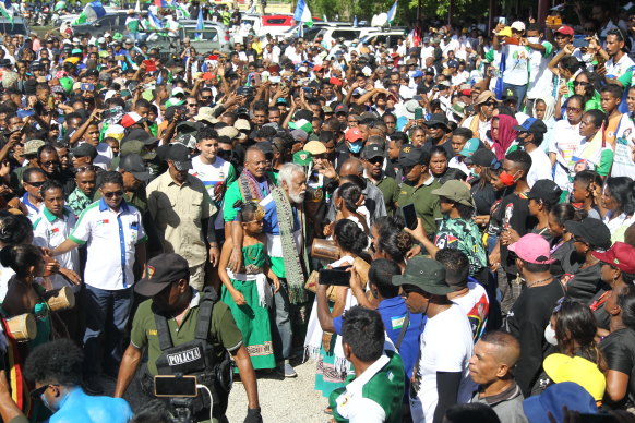 Xanana Gusmao campaigns before the Timor-Leste parliamentary election on May 20. 