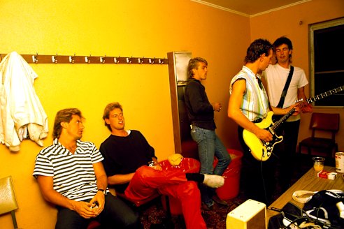 Backstage with Australian Crawl in 1984.