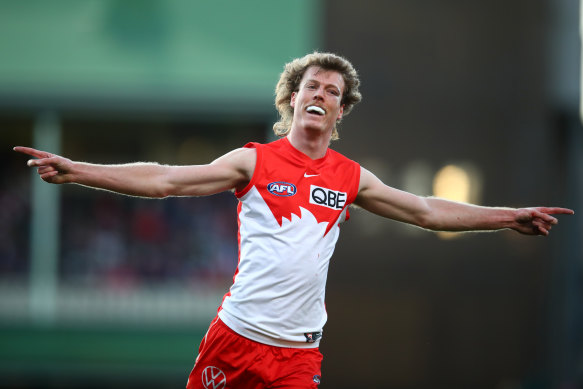 Nick Blakey has had to wait until his 76th match with the Swans to play a finals game.