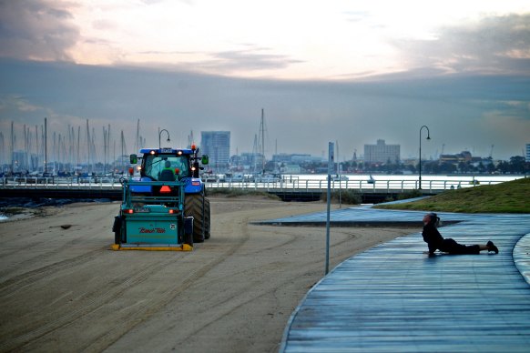 Mechanical rakes, such as this one at St Kilda in the City of Port Phillip, will no longer be used on the Mornington Peninsula.