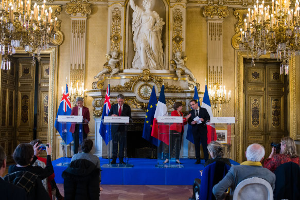 The joint meeting of the ministers at Quai d’Orsay in Paris, France. 