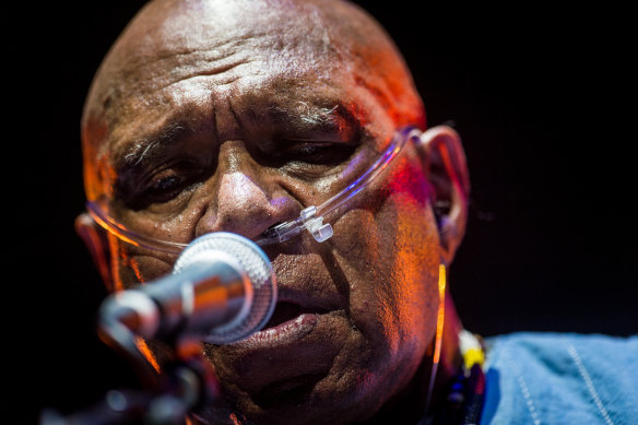 Archie Roach performs at the Sidney Myer Music Bowl in his last national tour called Tell Me Why last year.