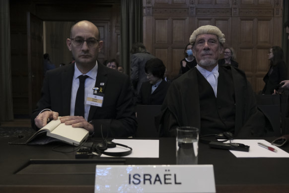 British jurist Malcolm Shaw, right, and Gilad Noam, Israel’s Deputy Attorney-General for International Affairs.