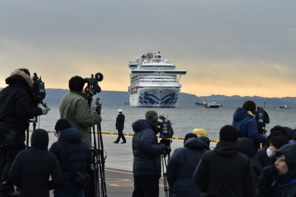 The 3000 passengers and crew of the Diamond Princess endured a two-week wait at Yokohama’s port in February before being allowed to disembark. 