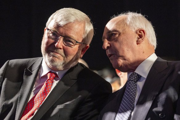 Former prime ministers Kevin Rudd and Paul Keating differ in their assessments of China.