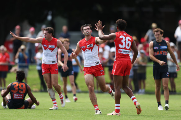 Logan McDonald booted four goals against the Giants on Thursday.