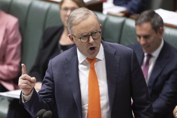Prime Minister Anthony Albanese during question time on Tuesday.