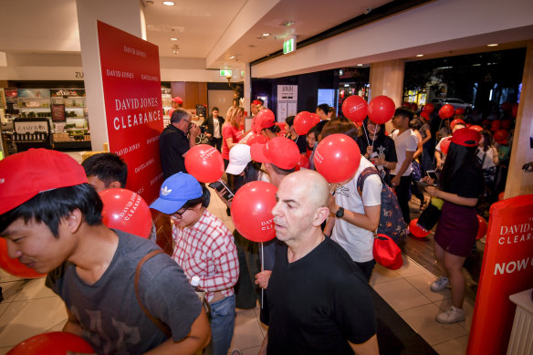 The crowds at this year’s sales were not as large as previously, such as at David Jones on Boxing Day 2016.