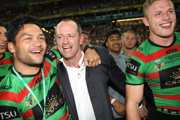Michael Maguire after helping Souths win the 2014 grand final.