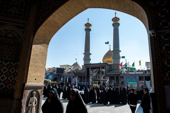 Voters queue up to vote in Tehran, Iran.