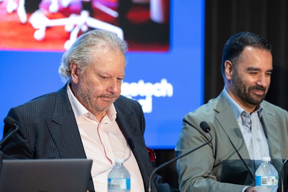 WiseTech co-founder Richard White (left) and CEO Zubin Appoo in November.