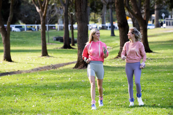 The benefits of brisk walking should not be underestimated. Bernadette Fahey and Austyn Campbell in Centennial Park.