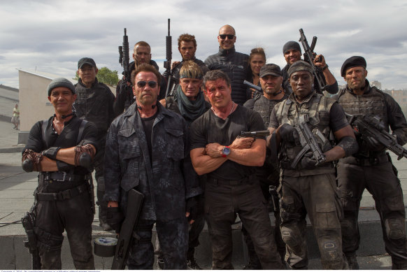The all-star cast of The Expendables 3, Hughes’ first foray into Hollywood.