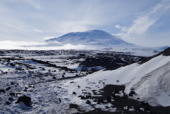 Mount Erebus viewed from Cape Royds. 
