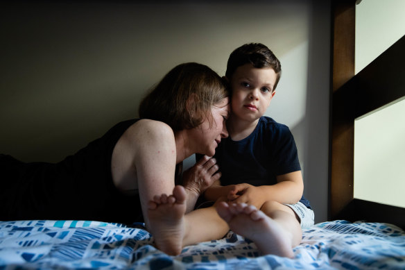 Kelsey Boivin and her son, Madoc, 3, who has been waiting for ENT surgery for more than 500 days.