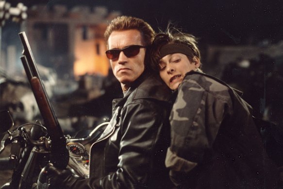 Arnold Schwarzenegger and Edward Furlong in the 1991 film.