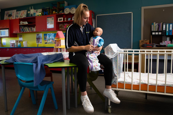 Jessica Libreri is studying to be a childcare worker at CathWest Innovation college.