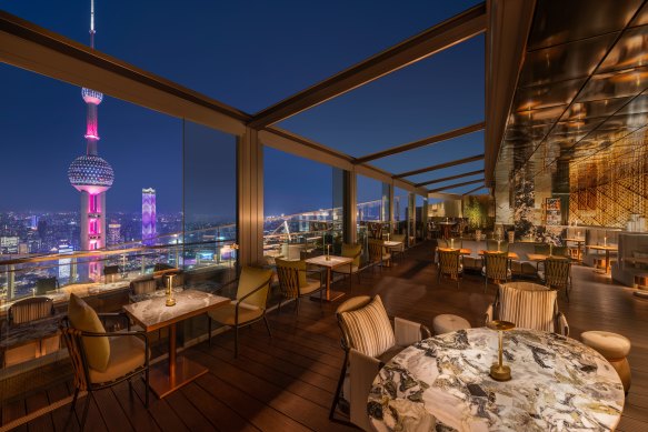 The Flair Bar on the 58th floor of the Ritz-Carlton in Pudong.