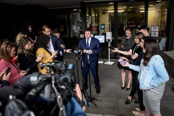 Tim Smith faces the media on Wednesday.