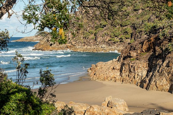 The secluded cove of Little Bay Beach in Arakoon National Park.