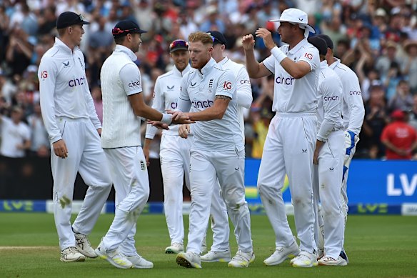 Ben Stokes celebrates the scalp England wanted.