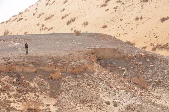The site of an ancient lake bed in the Nefud Desert of modern Saudi Arabia.